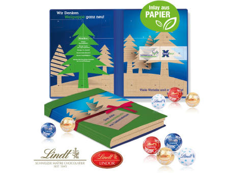 Adventskalender Weihnachtsbuch mit Lindt Minis, Inlay aus Papier