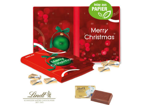 Adventskalender Weihnachtsbuch mit Lindt Schokolade, Inlay aus Papier