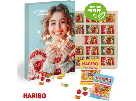 Adventskalender mit Haribo Fruchtgrummi, Inlay aus Papier