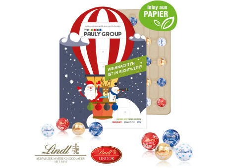Adventskalender "individuelle Kalenderform" mit Lindt Schokolade, Inlay aus Papier