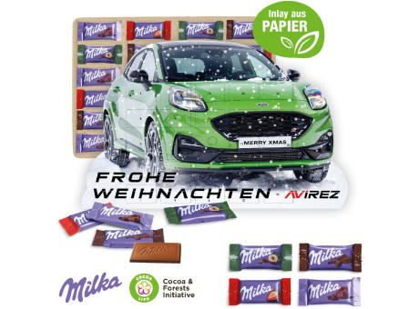 Adventskalender "individuelle Kalenderform" mit Milka Schokolade, Inlay aus Papier