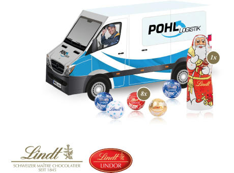 3D Präsent "Transporter" mit Lindt Minis und Nikolaus