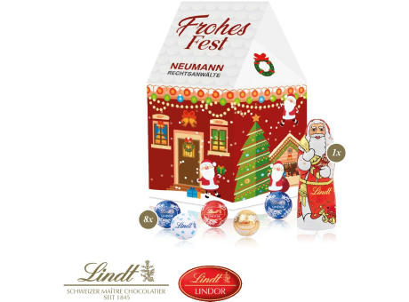 3D Präsent "Haus" mit Lindt Minis und Nikolaus