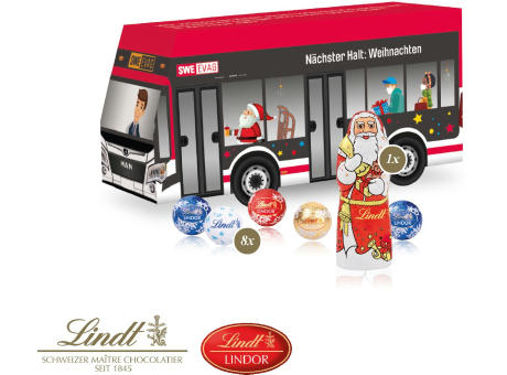 3D Präsent "Bus" mit Lindt Minis und Nikolaus