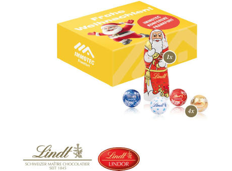 Santa Werbebox mit Lindt Minis und Nikolaus