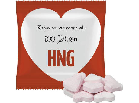 Brause-Herzen Mix Erdbeere und Wildkirsche, ca. 10g, Mini-Tüte