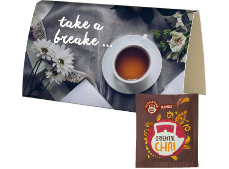 Beuteltee Oriental Chai, ca. 1,8g, Werbekarte A6 gefaltet