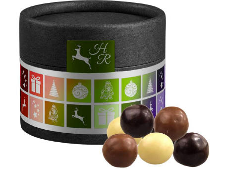 Knusperkugeln-Mix, ca. 25g, Kraftpapierdose Mini schwarz