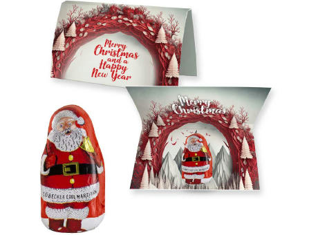 Lübecker Marzipan Weihnachtsmänner, ca. 12g, Weihnachtswerbekarte gefaltet