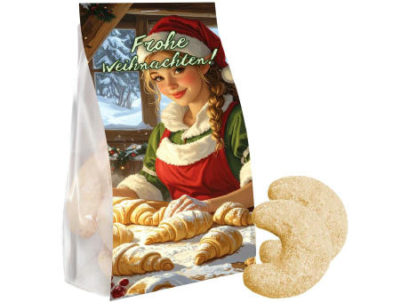 Vanillekipferl, 100g, Express Blockbodenbeutel mit Werbereiter