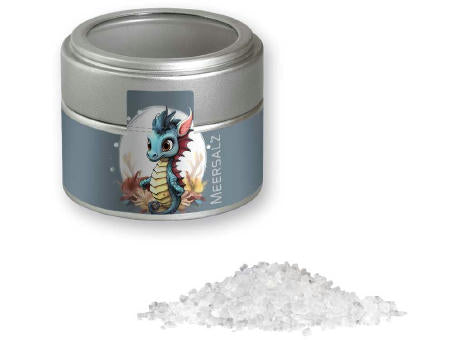 Meersalz, ca. 110g, Metalldose Mini mit Sichtfenster silber