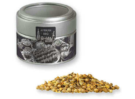 Gewürzmischung African BBQ, ca. 60g, Metalldose Mini mit Sichtfenster silber