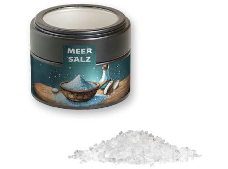 Meersalz, ca. 110g, Metalldose Mini mit Sichtfenster schwarz