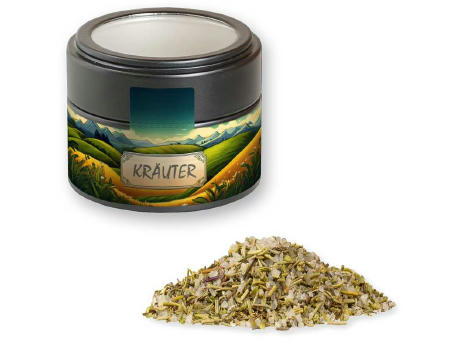 Gewürzmischung Kräutersalz, ca. 75g, Metalldose Mini mit Sichtfenster schwarz
