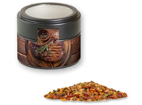 Gewürzmischung Steak Pfeffer, ca. 60g, Metalldose Mini mit Sichtfenster schwarz