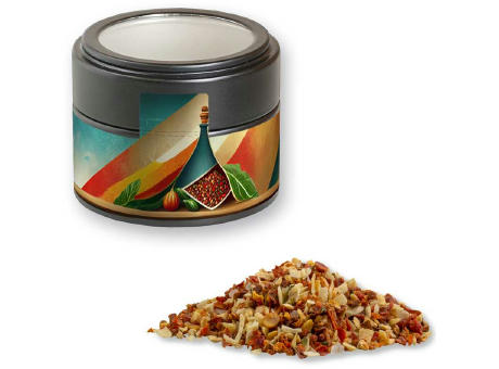 Gewürzmischung HOT Karibik Mix, ca. 40g, Metalldose Mini mit Sichtfenster schwarz