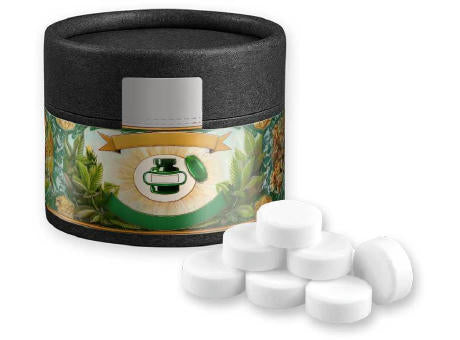 Pfefferminz Drops, ca. 40g, Kraftpapierdose Mini schwarz