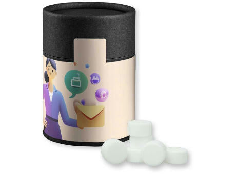 Pfefferminz Drops zuckerfrei, ca. 80g, Kraftpapierdose Midi schwarz