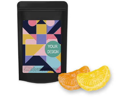 Zitrone und Orangen Bonbons, ca. 80g, Standbeutel Midi schwarz