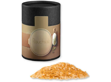 Gewürzmischung Rauch-Salz grob, ca. 130g, Kraftpapierdose Midi schwarz