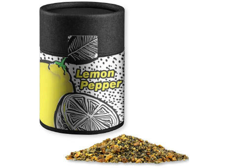Gewürzmischung Zitronen-Pfeffer, ca. 75g, Kraftpapierdose Midi schwarz