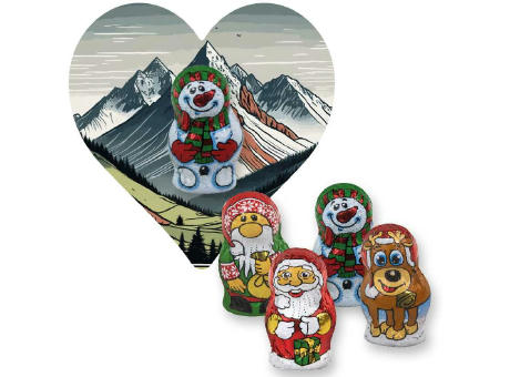 Schoko-Weihnachts Mix, ca. 7g, Flyer Mini Herzform