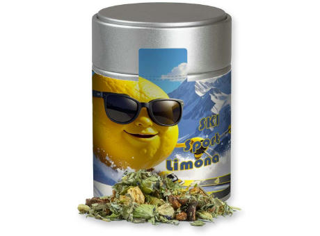 Kräutertee Bergtee & Zitrus, ca. 40g, Metalldose Midi silber