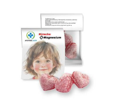 Kirschbonbons mit Magnesium, ca. 17g, Express Midi-Tüte mit Werbereiter