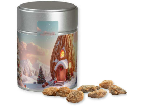 Feuergebrannte Mandeln ohne Zuckerzusatz, ca. 100g, Metalldose Midi silber