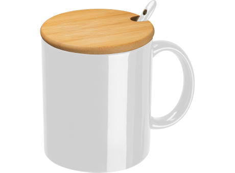 Keramiktasse mit Löffel und Bambusdeckel LOTHAR