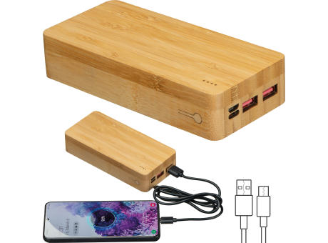 Powerbank aus Bambus 20.000 mAh VALERIA