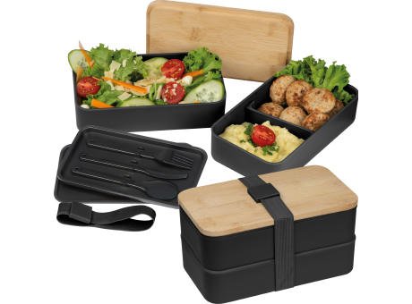 2 stöckige Lunchbox aus Kunststoff und Bambus SALVATORE