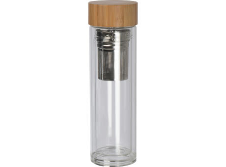 Vakuum Borosilikat Glasflasche mit Teesieb, 420ml HENDRIK