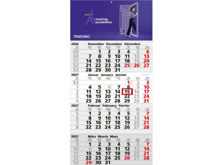 4-Monatskalender Einblatt Mega 4 A Schrift klassisch