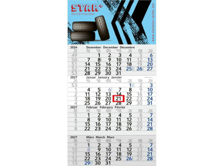4-Monatskalender Einblatt Budget 4 Schrift modern
