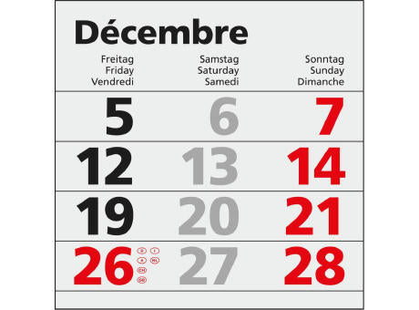 4-Monatskalender Einblatt Mega 4 Post A EXPRESS postoptimiert