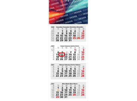 4-Monatskalender Mehrblock Forum Light 4 Werbung am Kopf