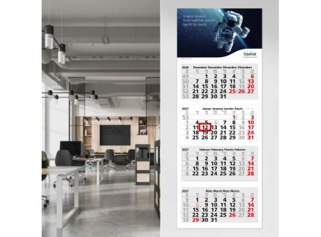 4-Monatskalender Mehrblock Forum Light 4 Werbung am Kopf