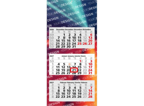 3-Monatskalender Mehrblock Maxi Light 3 EXPRESS Werbung auf Rückwand