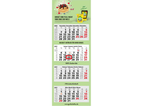 4-Monatskalender Mehrblock Quadro Light 4 EXPRESS Werbung auf Rückwand