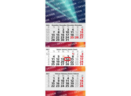 3-Monatskalender Mehrblock Maxi Wire-O 3 Wire-O-Bindung