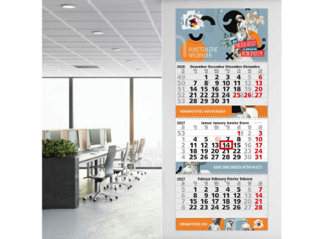 3-Monatskalender Mehrblock Maxi Wire-O 3 Wire-O-Bindung