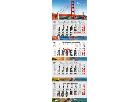 4-Monatskalender Mehrblock Quadro Wire-O 4 Wire-O-Bindung