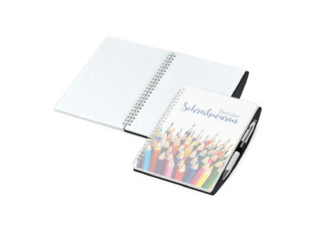 Notizbuch Spiralbindung Pen-Book Stiftschlaufe Titel individuell bedruckt