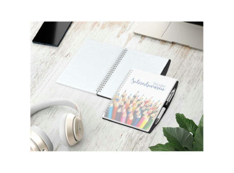 Notizbuch Spiralbindung Pen-Book Stiftschlaufe Titel individuell bedruckt
