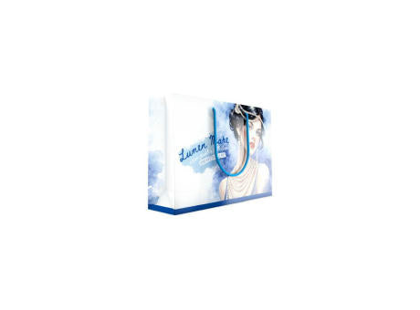 Papiertragetasche mit farbigem Henkel außen vollflächig bedruckbar