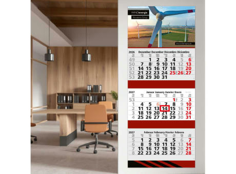 3-Monatskalender Mehrblock Maxi 3 Post Extra-Breite 335 mm