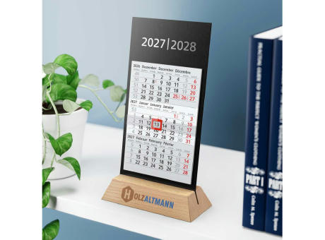 Tischkalender Desktop Wood 3 Holzaufsteller Karton-Rückwand schwarz