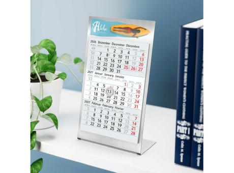 Tischkalender Desktop 3 Steel Edelstahl-Aufsteller gebürstet