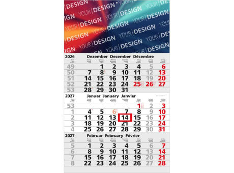 3-Monatskalender Einblatt Solid 3 EXPRESS Schrift klassisch